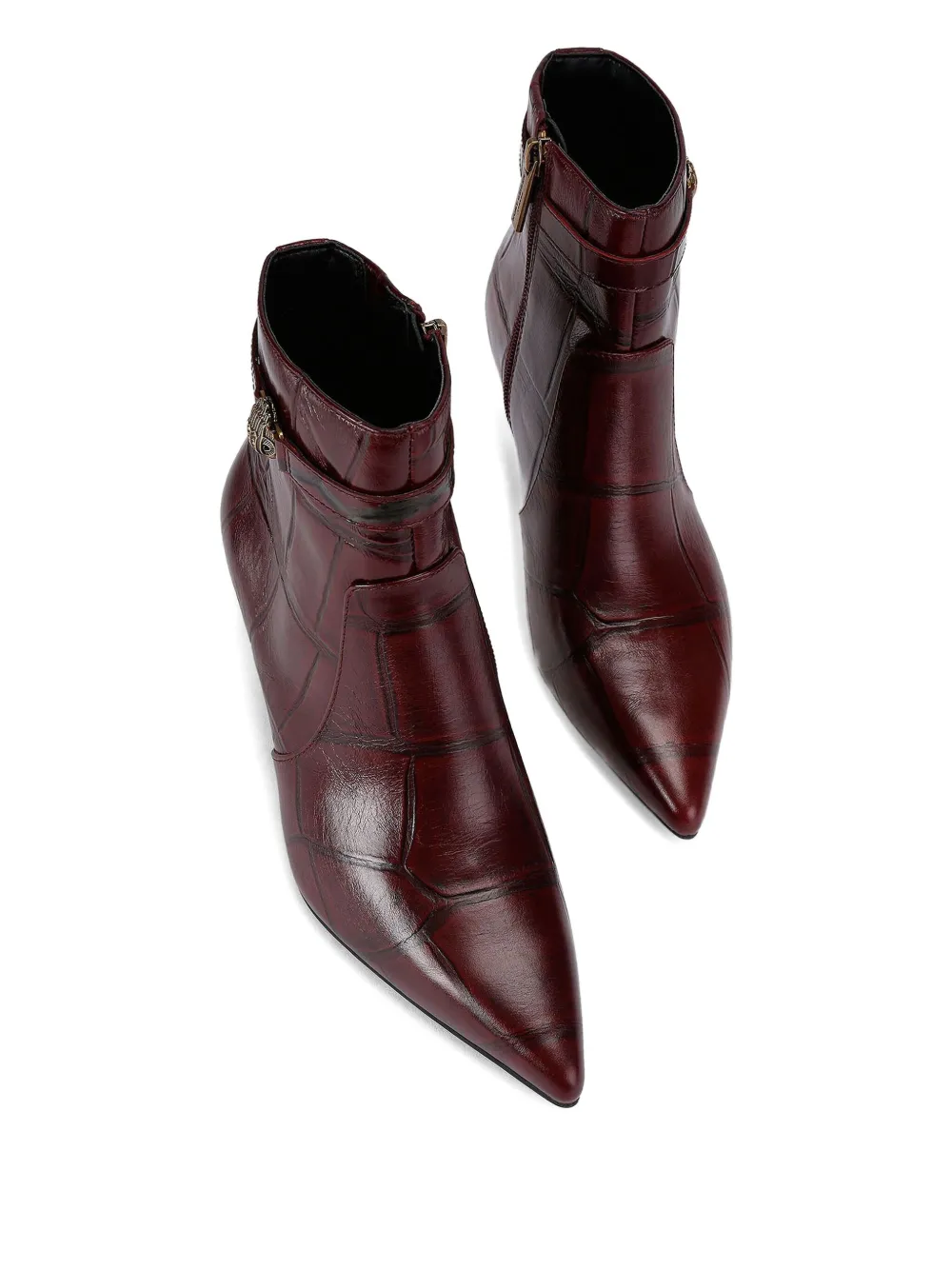 Kurt Geiger London 65 mm Kensington laarzen met krokodillen-reliëf Rood