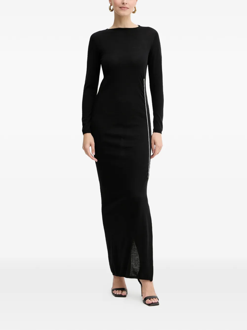 Liviana Conti long sleeve side-stripe maxi dress - Nero