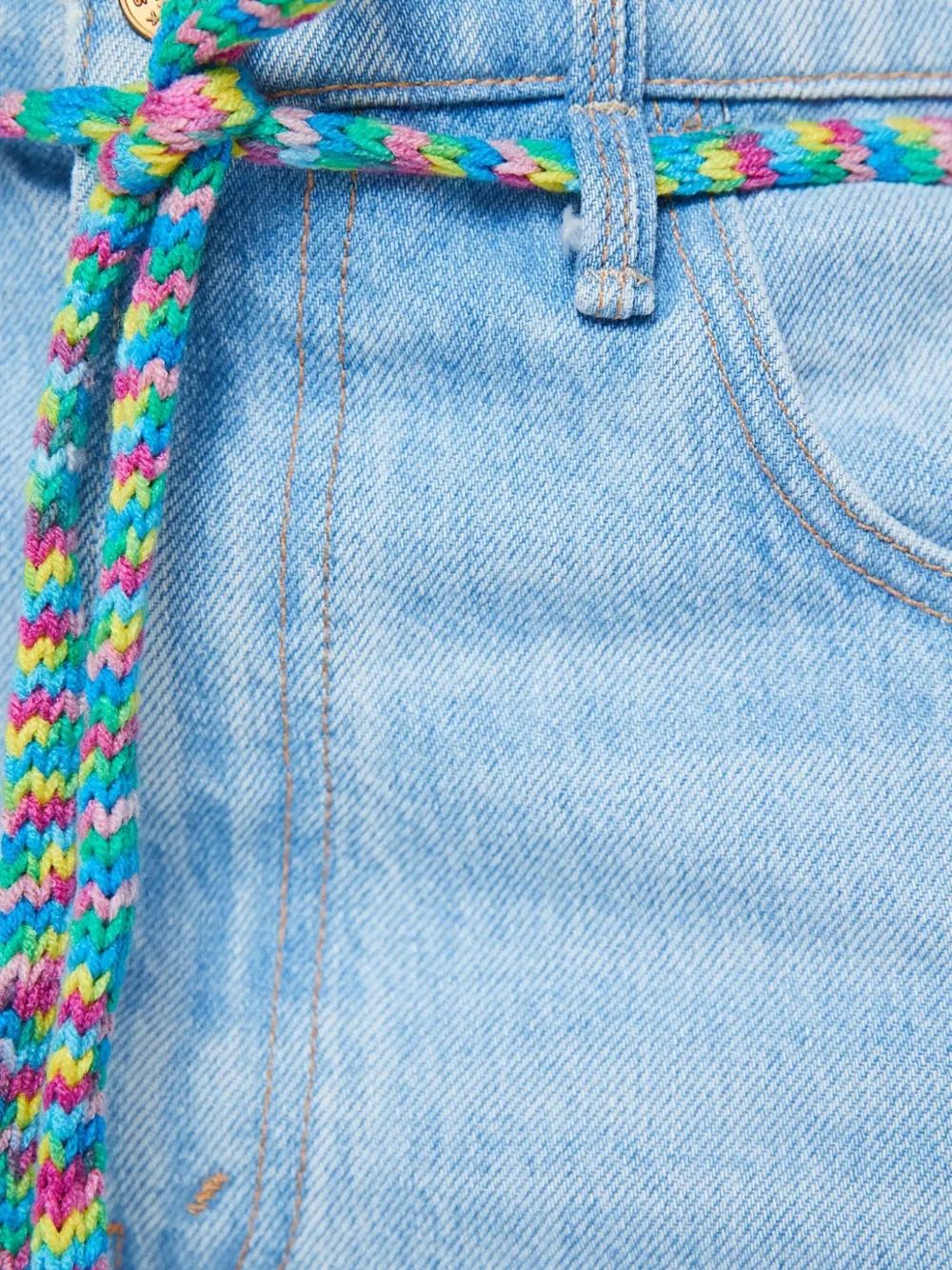 Mother Frayed-hem Denim Shorts In Blue
