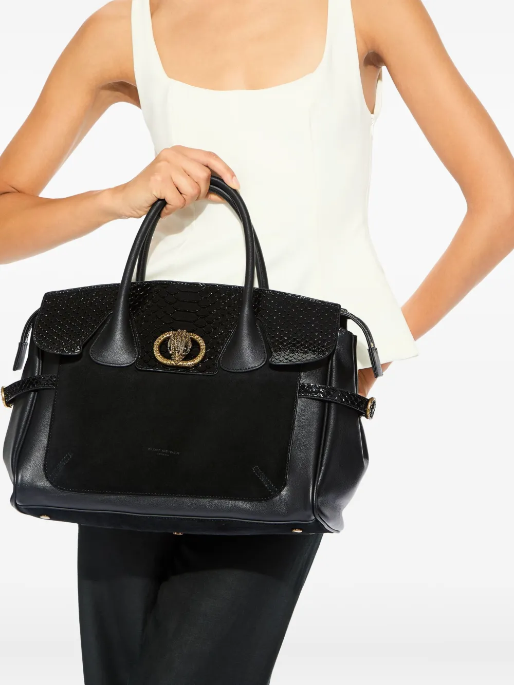 Kurt Geiger London Chelsea shopper verfraaid met adelaar - Zwart