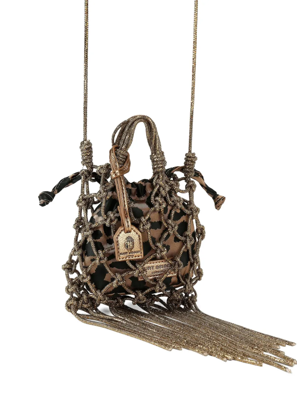 Kurt Geiger London Macrame mini-shopper verfraaid met kristallen Bruin