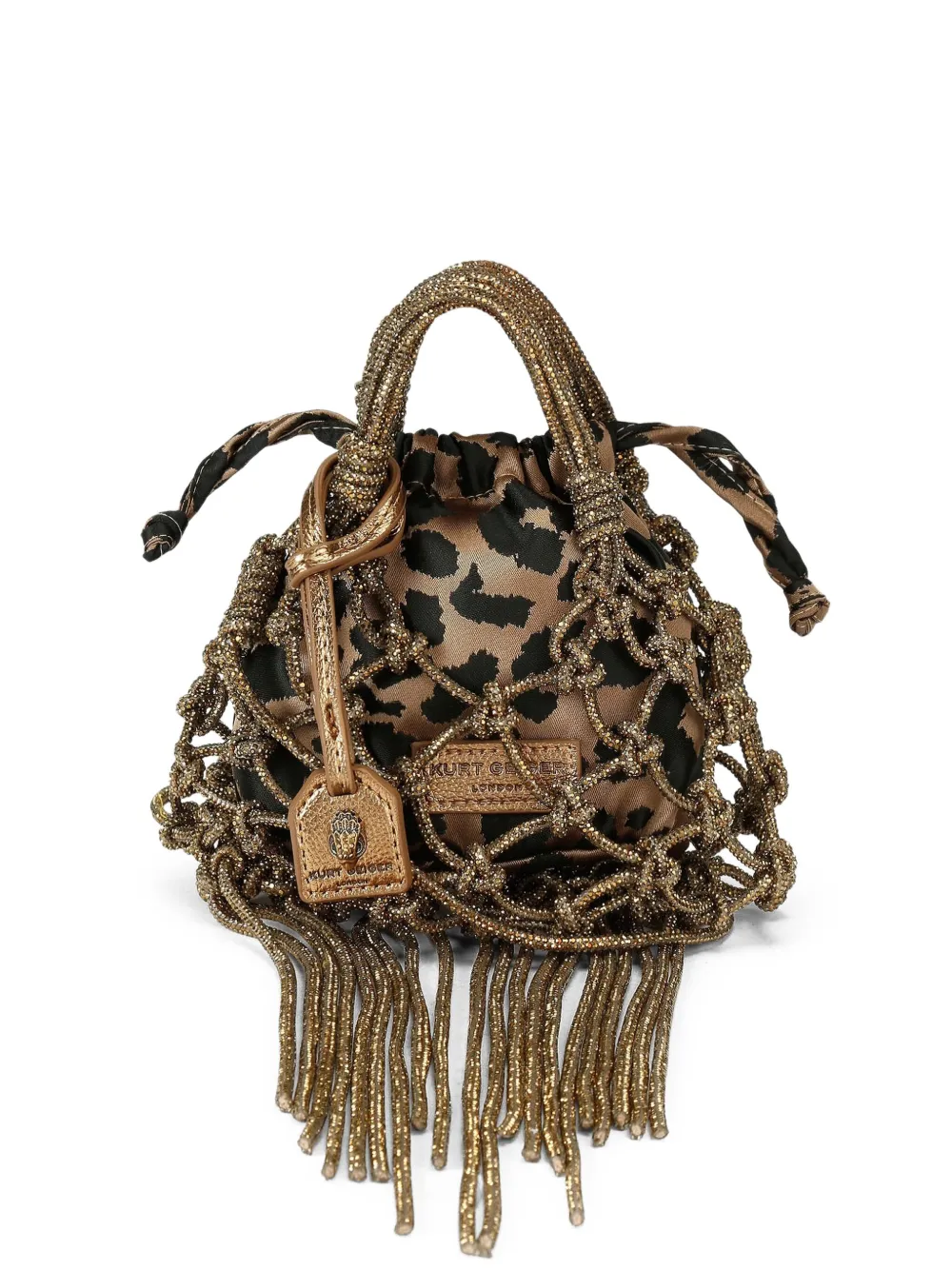 Kurt Geiger London mini Macrame crystal-embellishment tote bag | Brown | Image 1