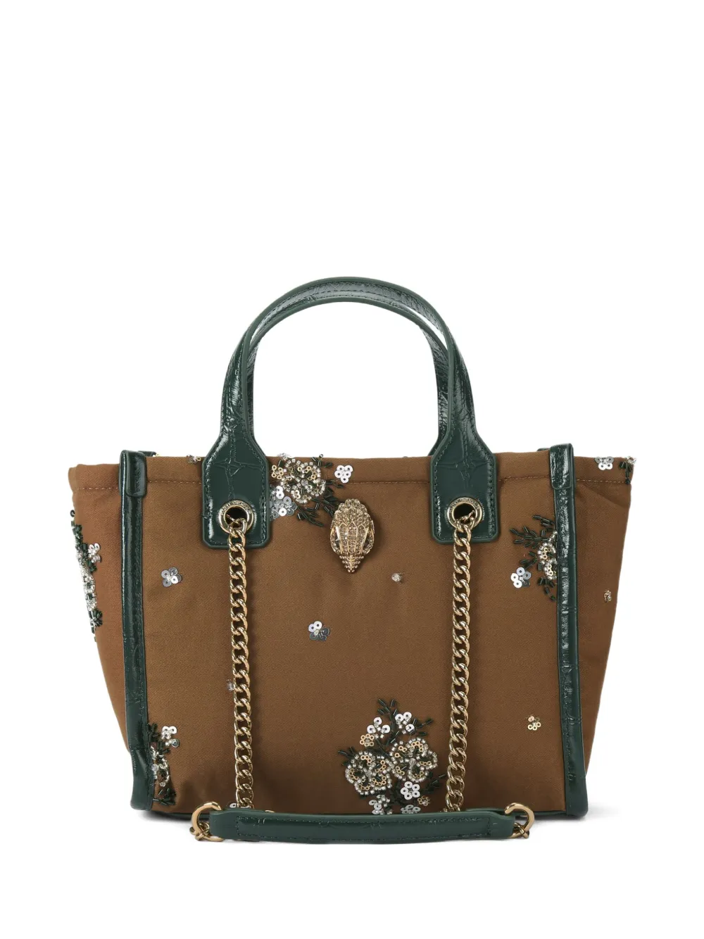Kurt Geiger Hoxton Beaded Floral Tote Bag In Brown