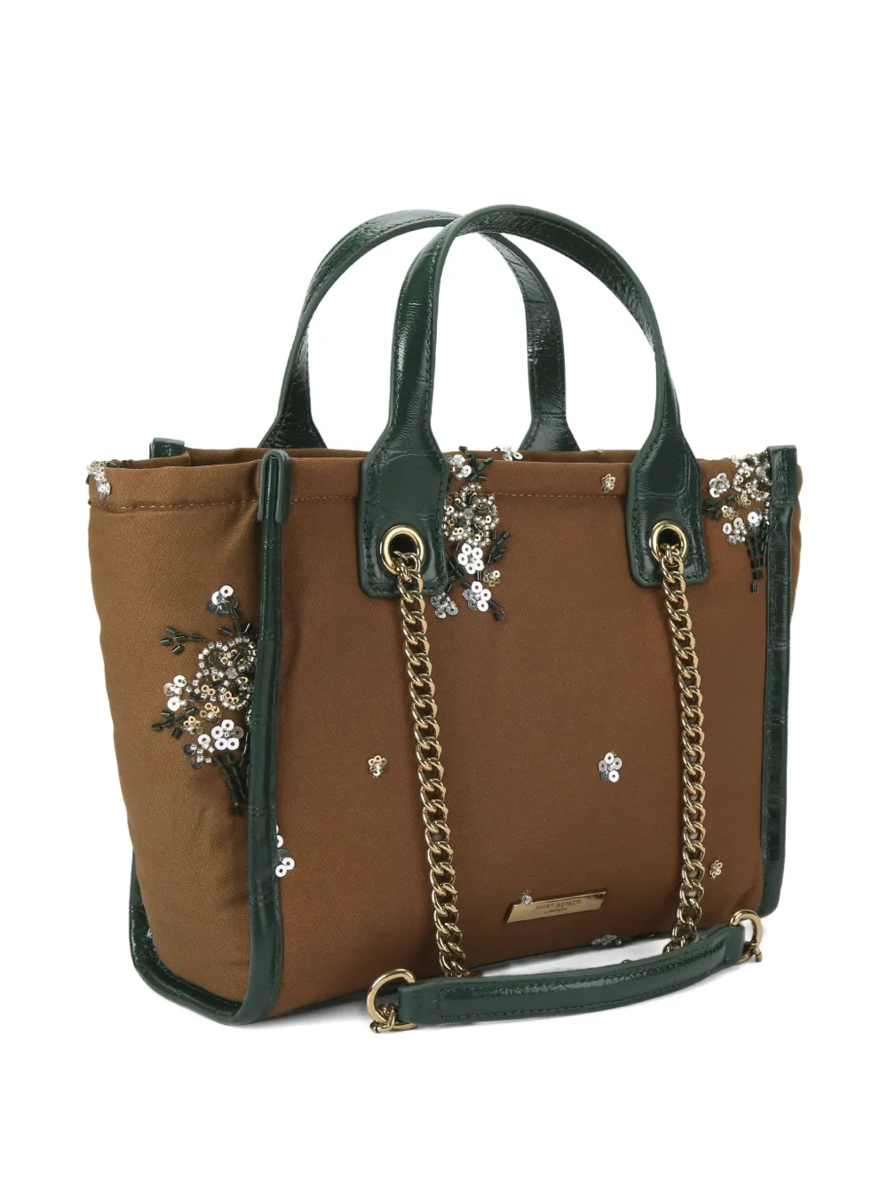Kurt Geiger London Hoxton shopper met kralen en bloemen - Bruin