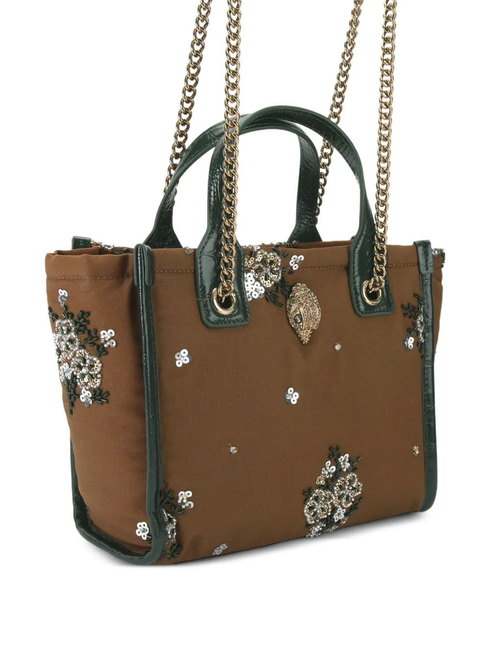 Kurt Geiger Hoxton Beaded Floral Tote Bag In Brown