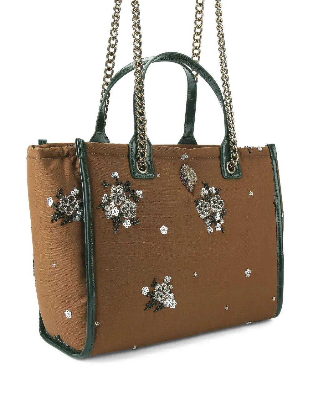 Kurt Geiger London Hoxton shopper met kralen en bloemen Bruin