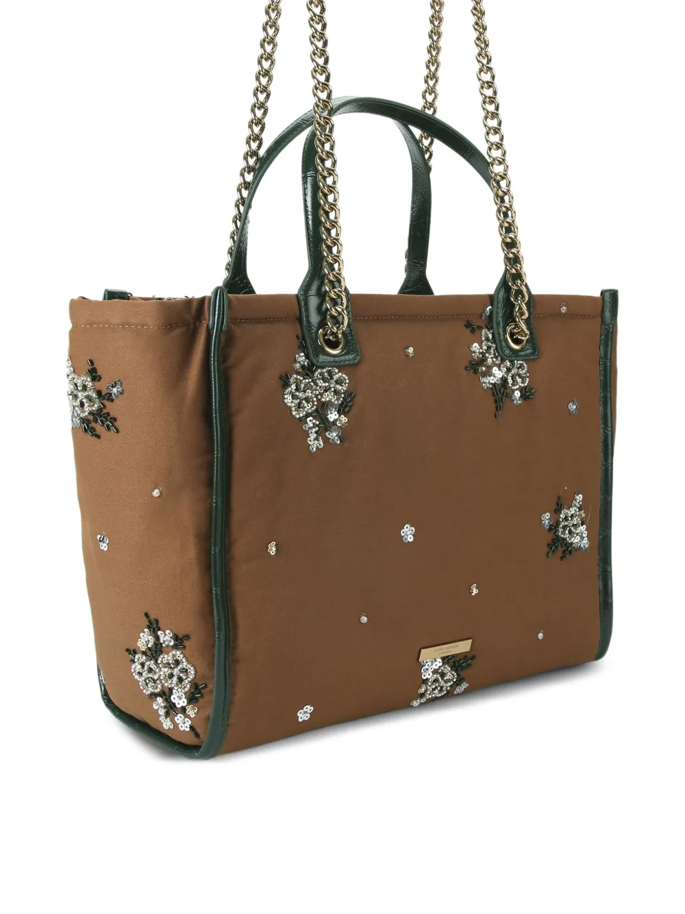 Kurt Geiger London Hoxton shopper met kralen en bloemen - Bruin