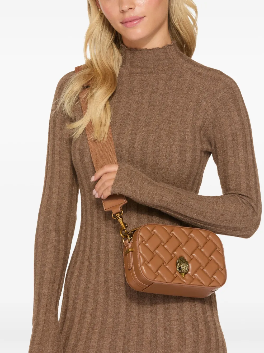 Kurt Geiger Small Kensington Bird-embellishment Cross Body Bag In Brown