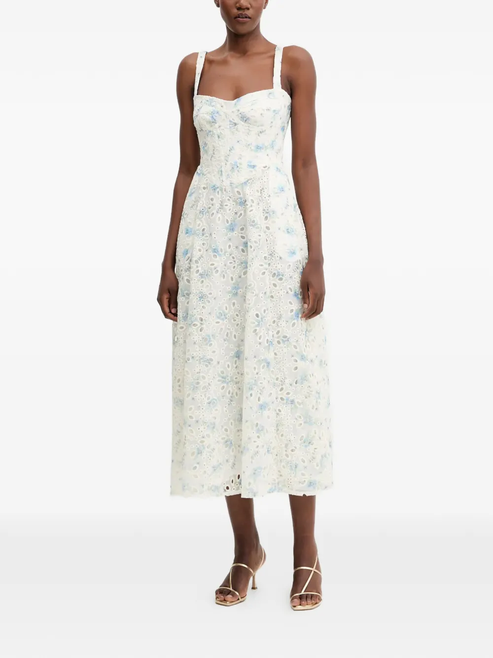 Bardot floral-pattern midi dress - Bianco
