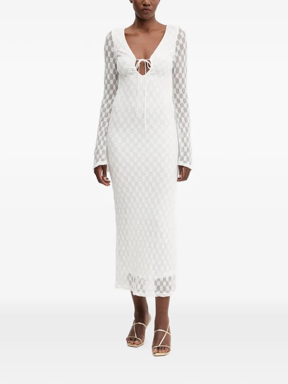 Bardot Talika V-neck floral midi dress - Bianco