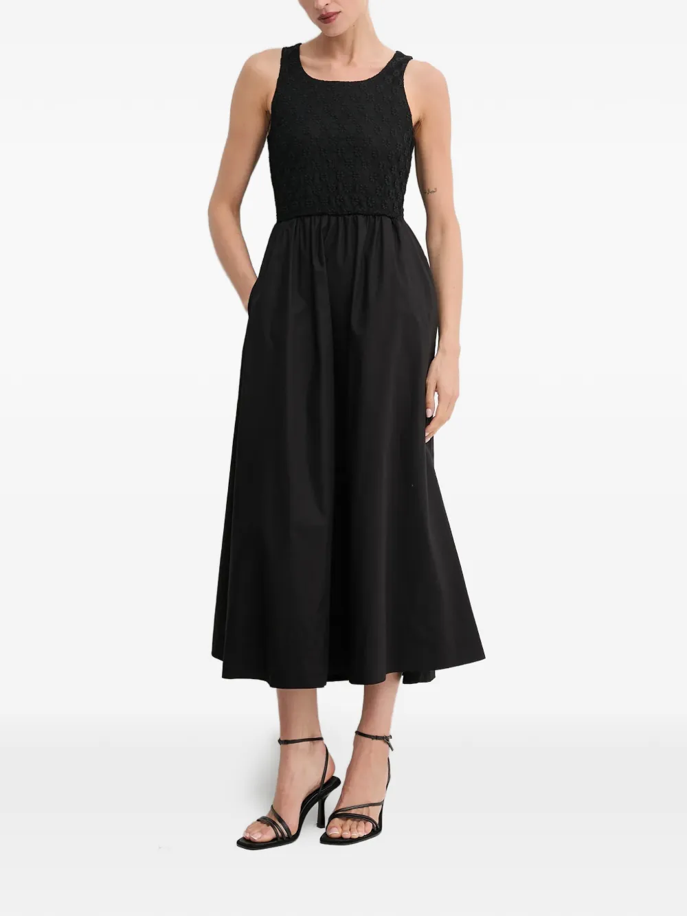 Bardot Brony floral-pattern-detail midi dress - Zwart