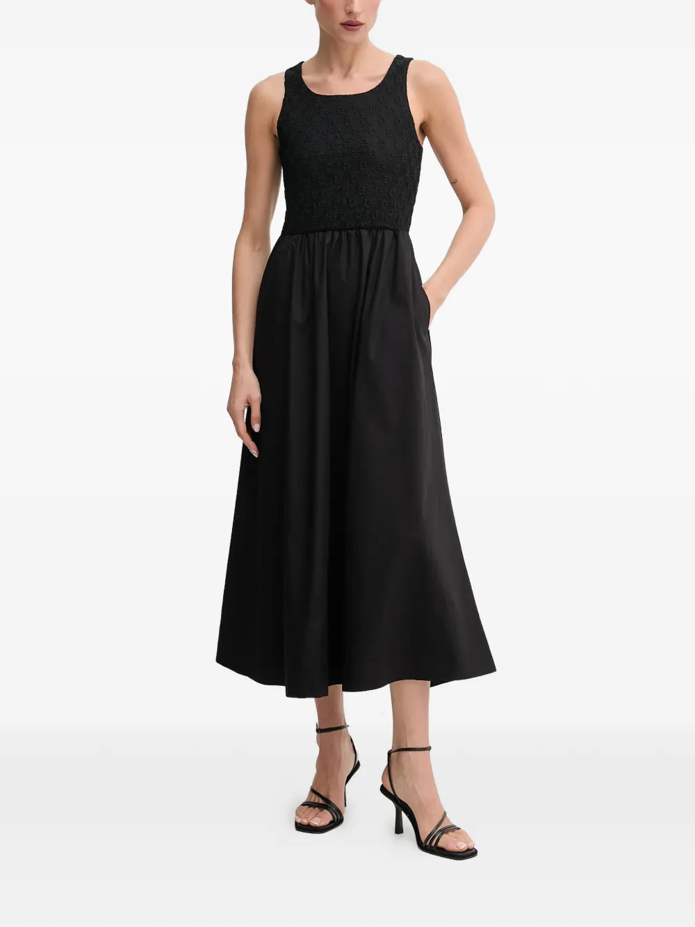 Bardot Brony floral-pattern-detail midi dress - Nero