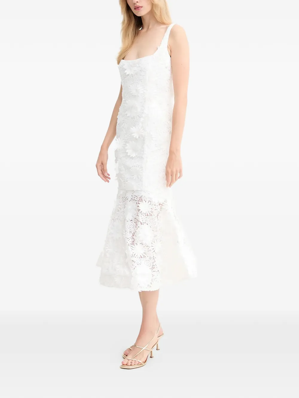Floral-Laced Midi Dress