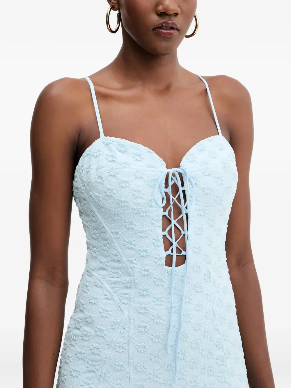 Bardot Midi-jurk met bloemenprint en veters Blauw