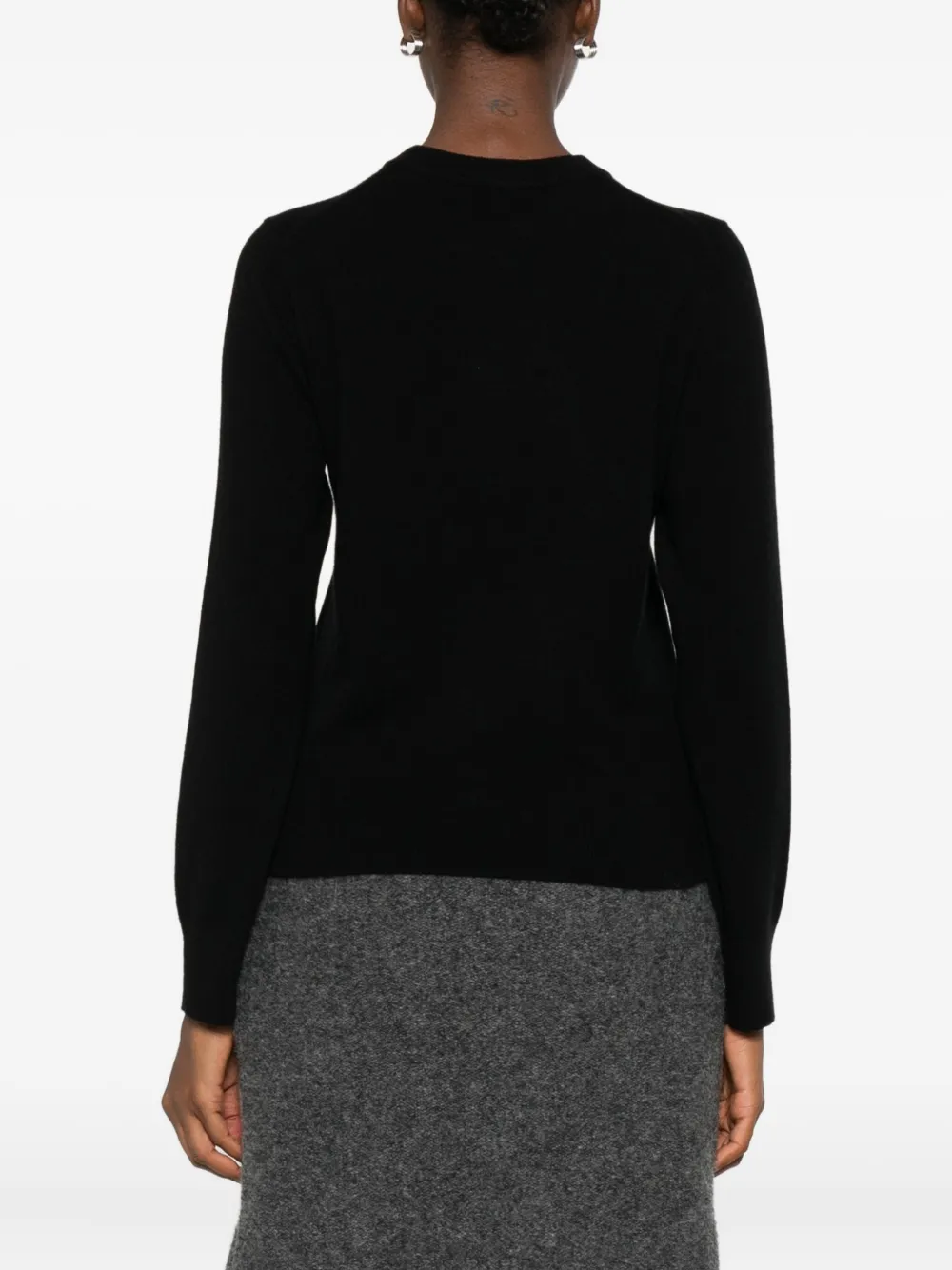 Vince Round-neck Long-sleeve Sweater In Black