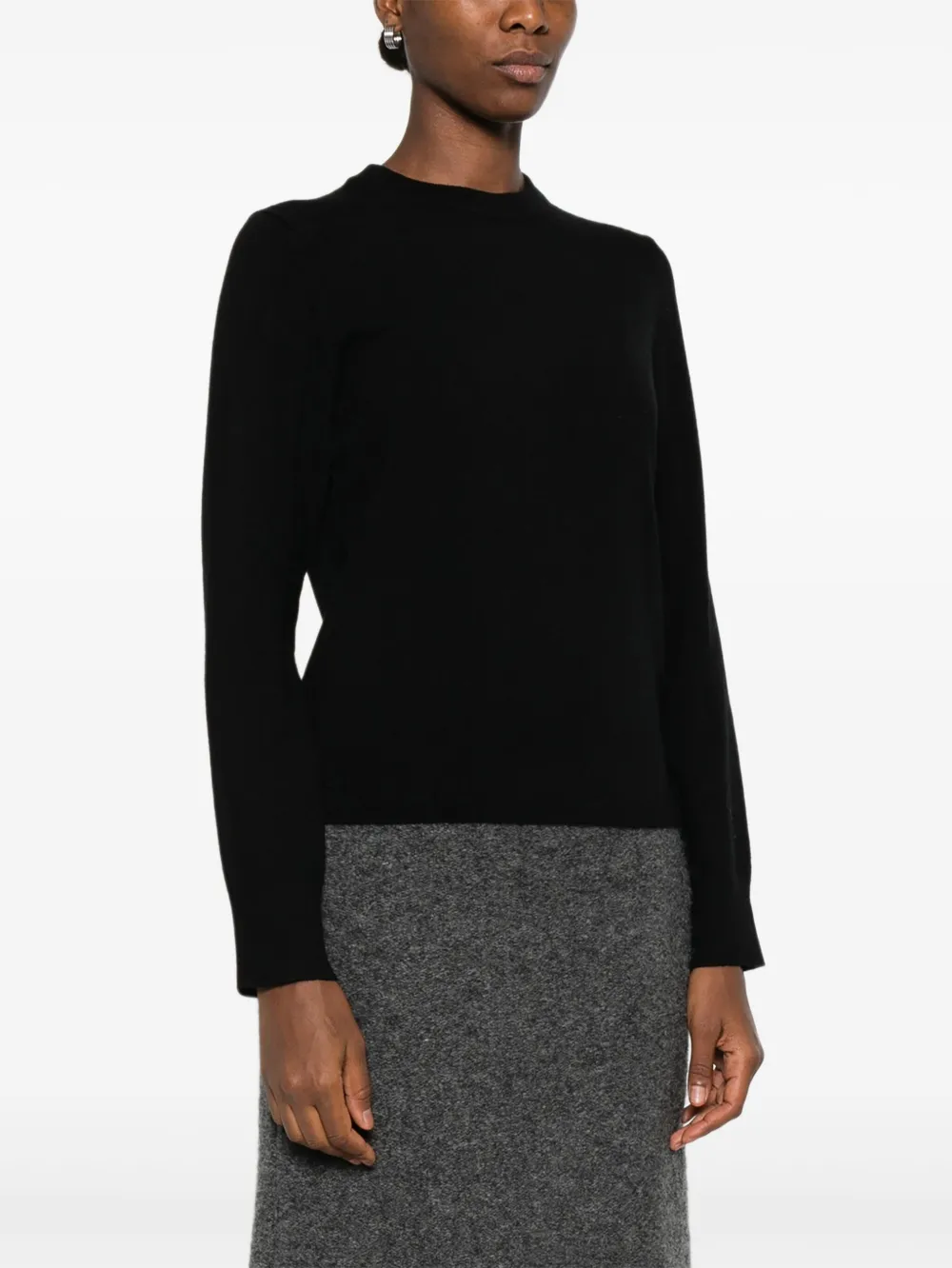 Vince Round-neck Long-sleeve Sweater In Black