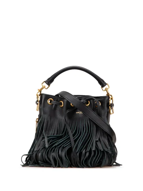Saint Laurent Pre-Owned 2015 Small Calfskin Emmanuelle Fringe Bucket Bag satchel
