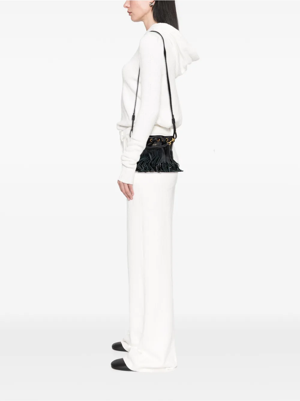 Saint Laurent Pre-Owned 2015 Small Calfskin Emmanuelle Fringe Bucket Bag satchel | Pre-Owned | Image 2
