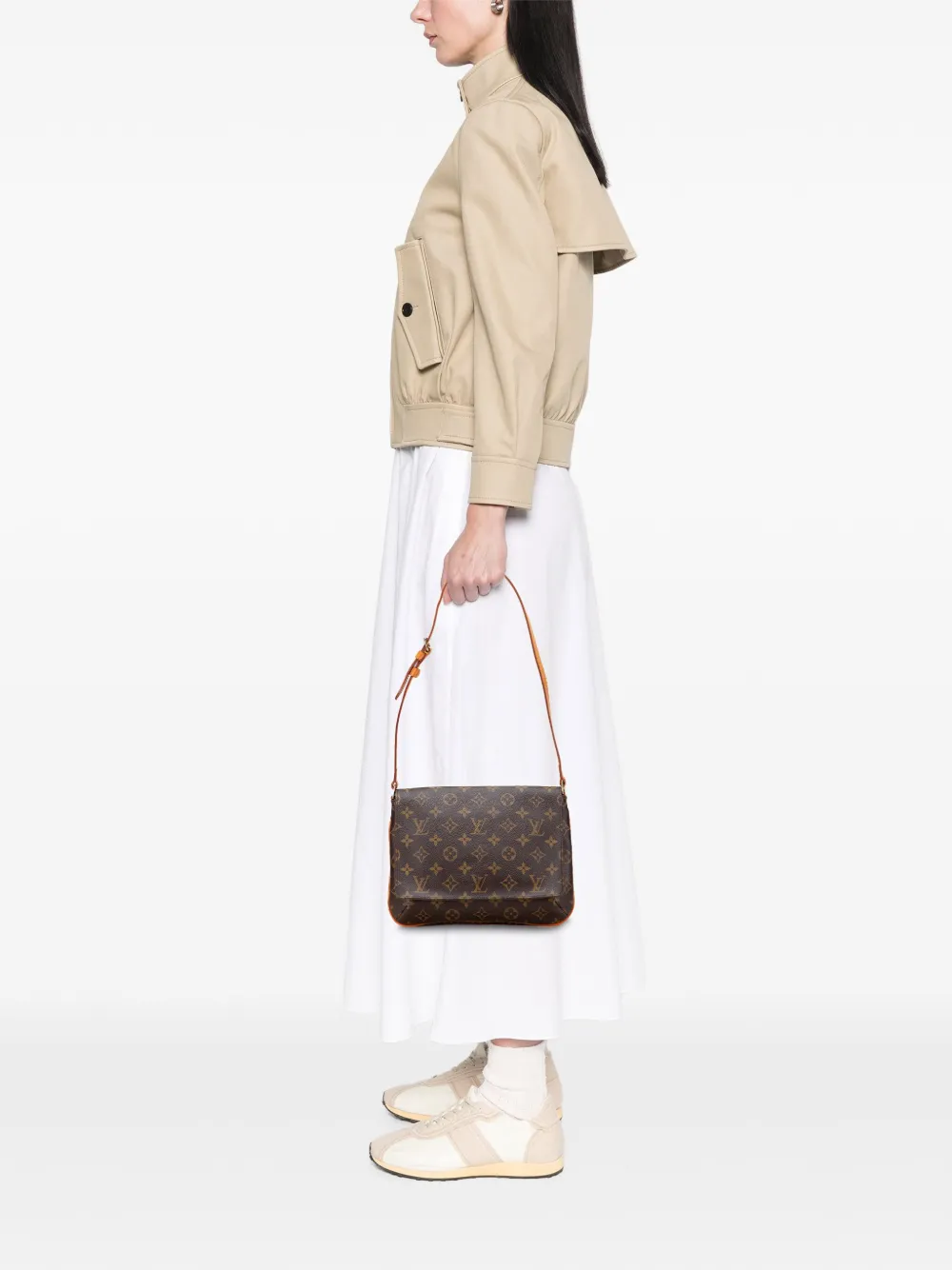 Pre-owned Louis Vuitton 1999 Monogram Musette Tango Short Strap Shoulder Bag In Brown