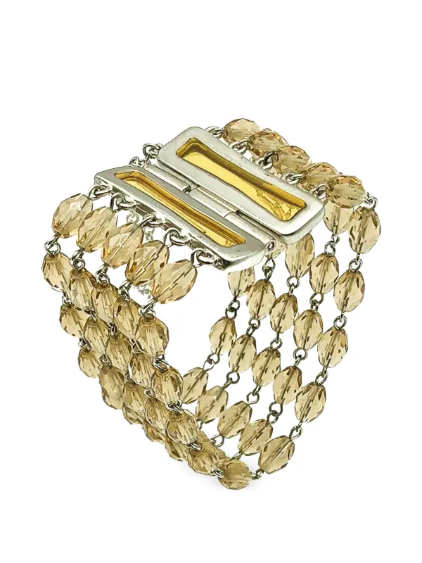 Givenchy Pre-owned 1990s Multi-row Citrine Glass Bracelet in Silver