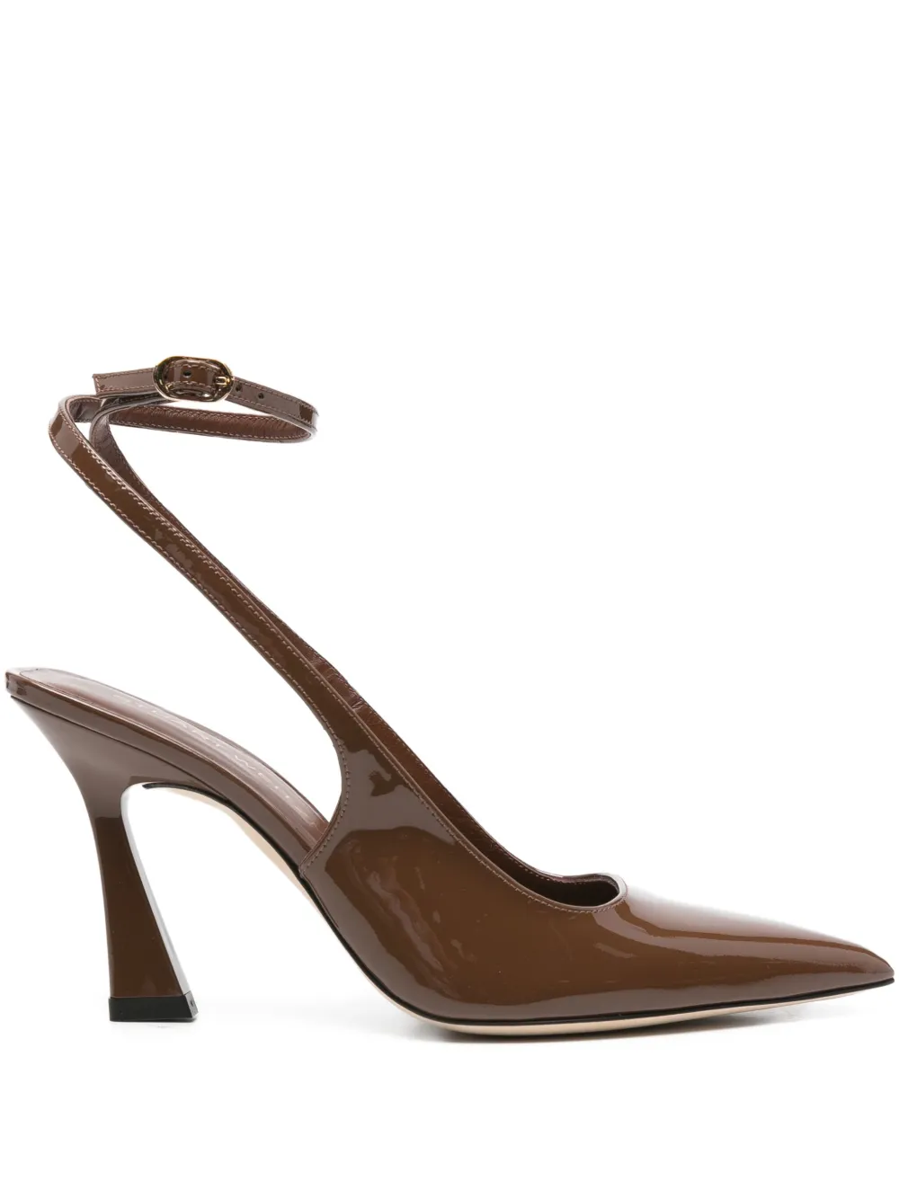 Stuart Weitzman Vinnie 85 Patent Leather Slingback Pumps In Brown