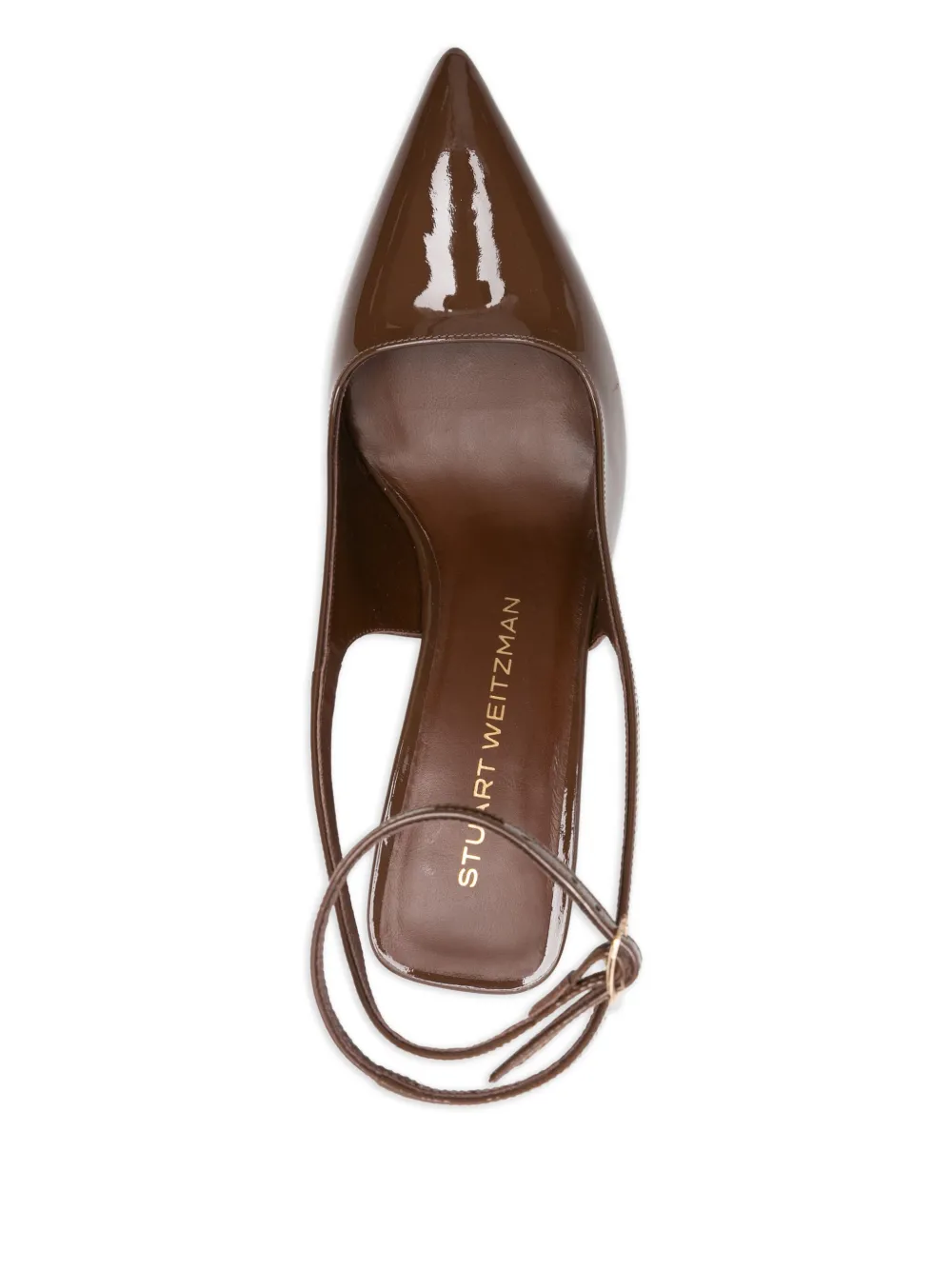 Stuart Weitzman Vinnie 85 Patent Leather Slingback Pumps In Brown