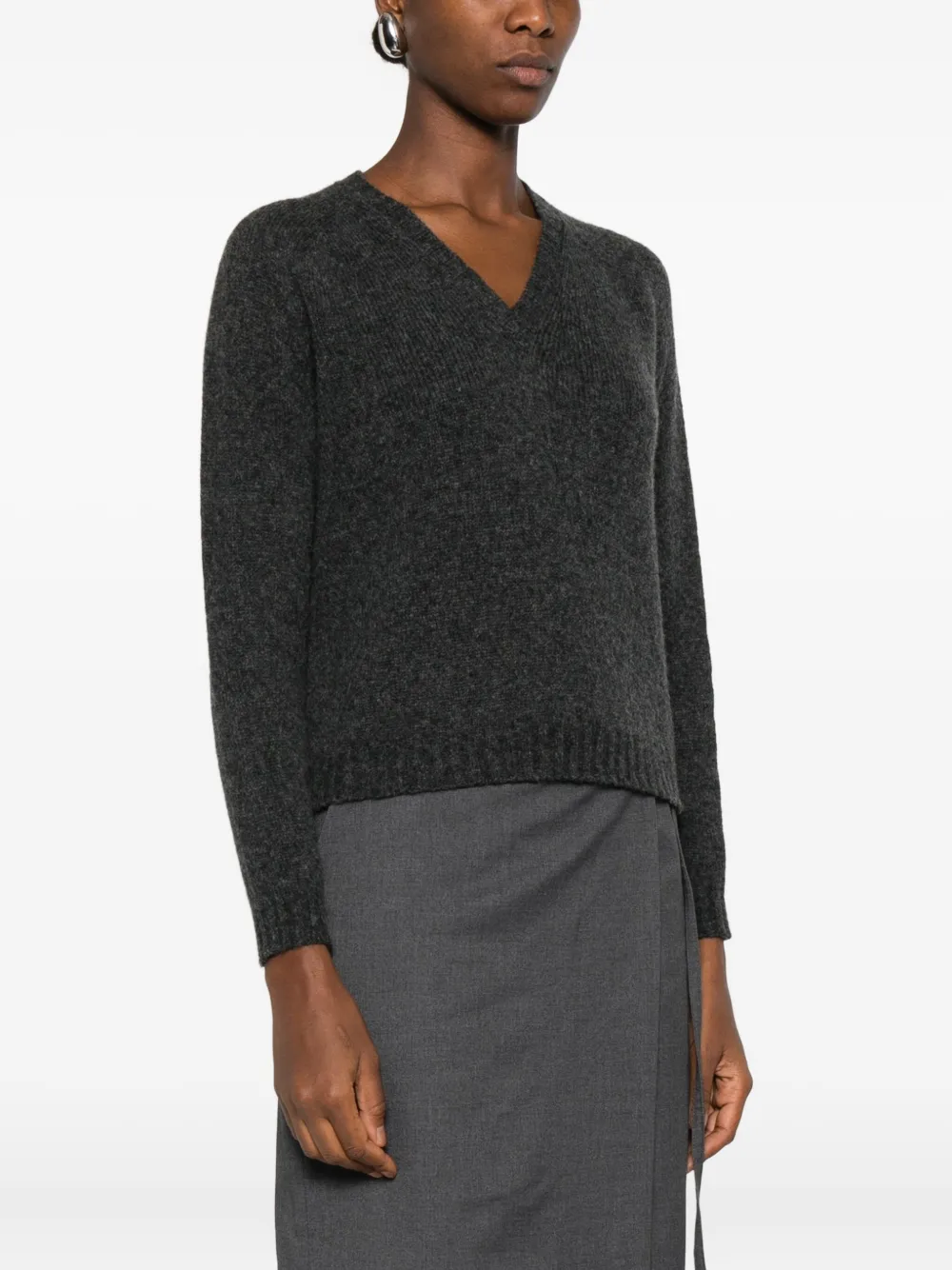 Roberto Collina V-neck Boxy Sweater In Gray