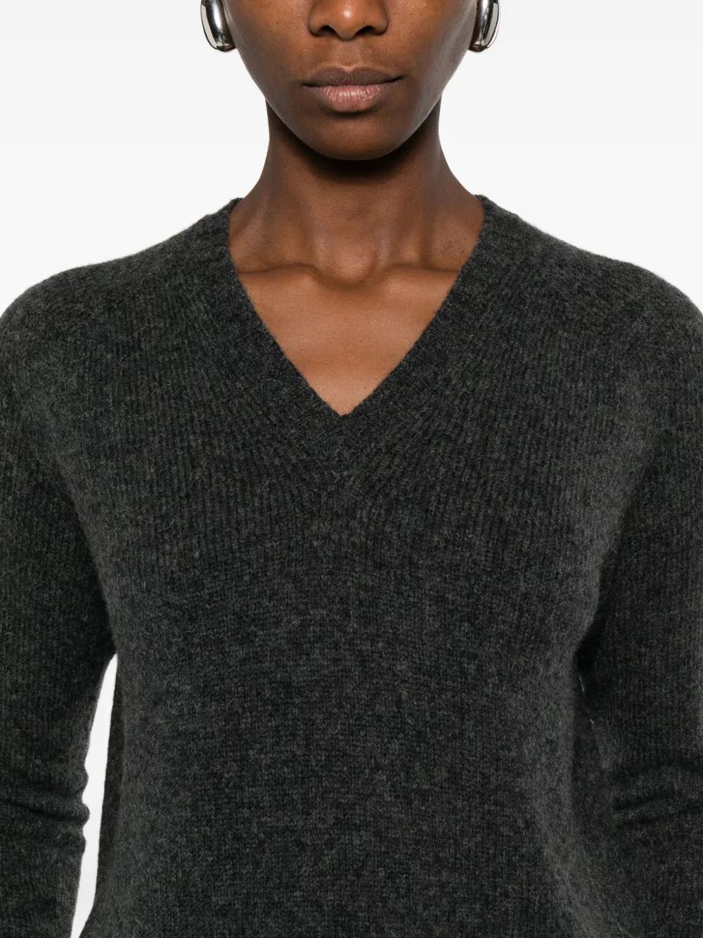 Roberto Collina V-neck Boxy Sweater In Gray