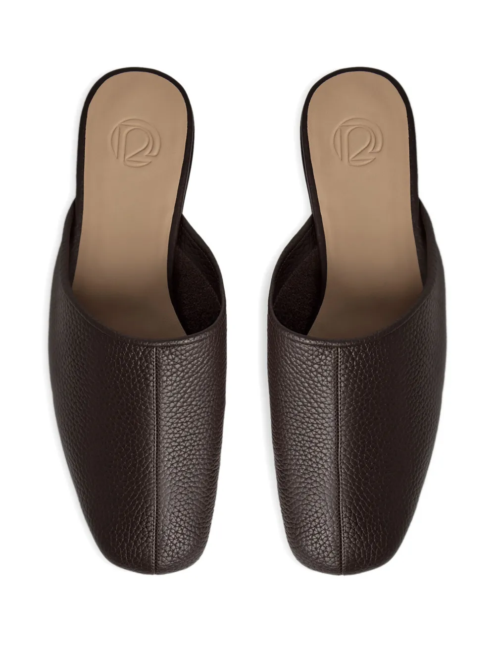 12 Storeez Pebbled-leather Mules In Brown