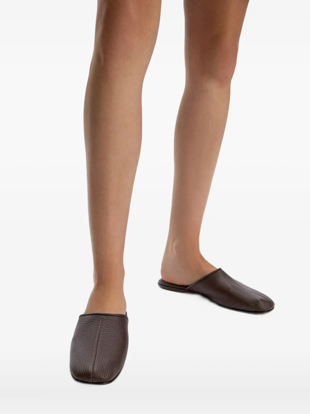 12 Storeez Pebbled-leather Mules In Brown