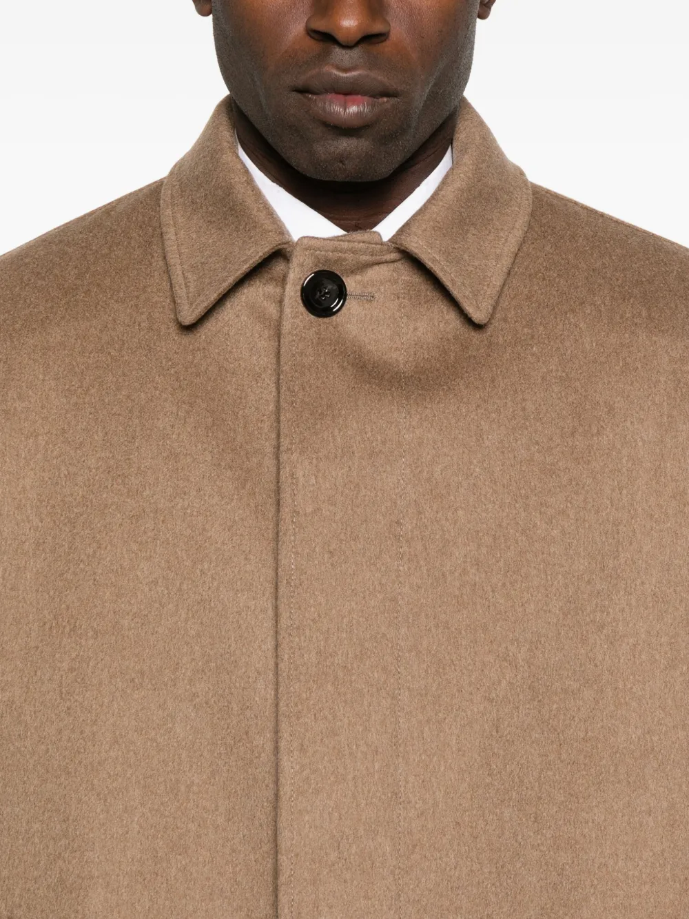 Lardini Single-breasted Wool Coat Featuring Back Vent In Brown