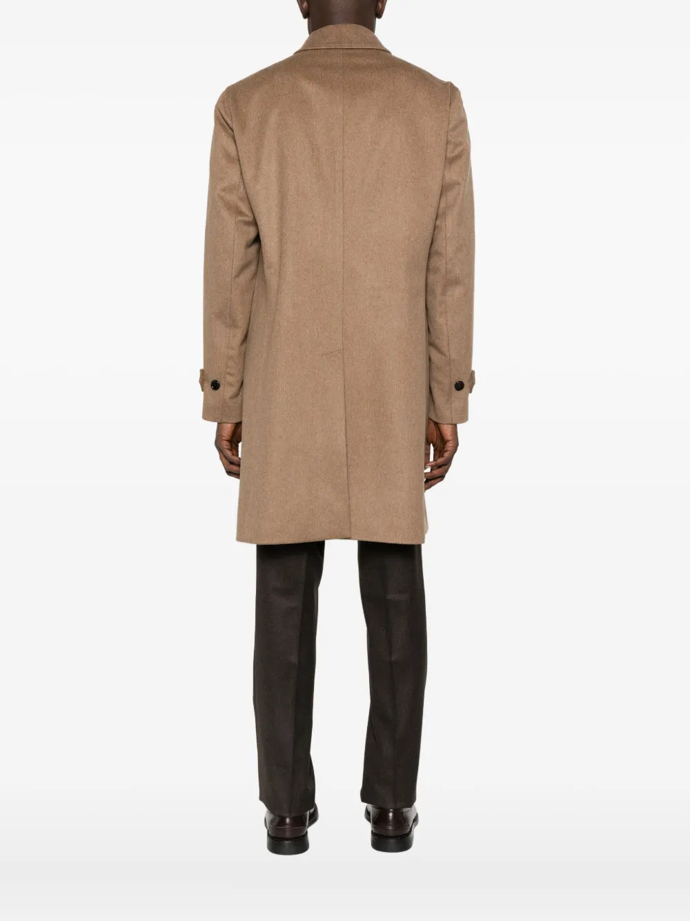 Lardini Single-breasted Wool Coat Featuring Back Vent In Brown