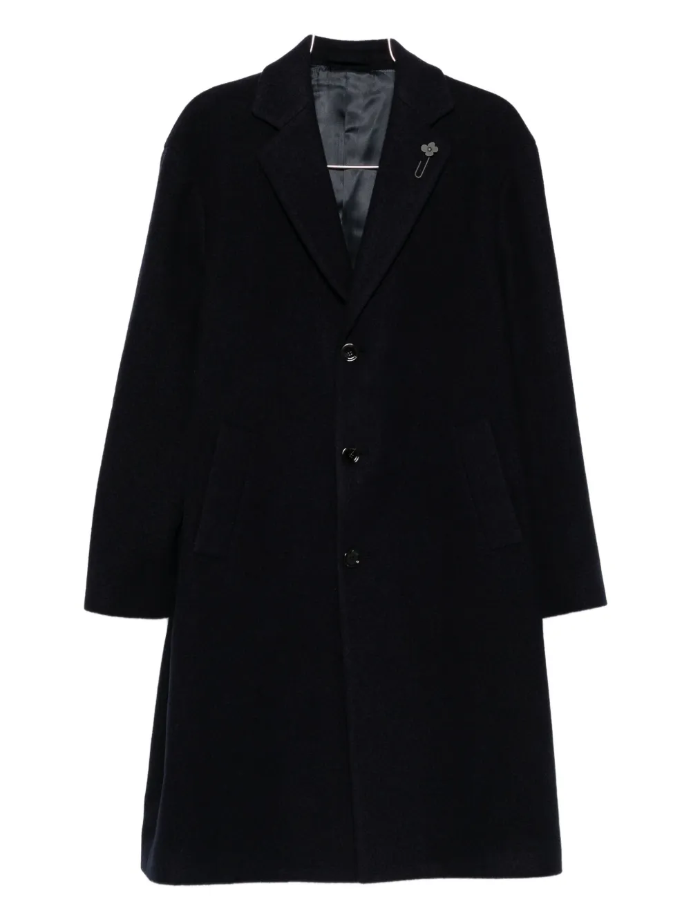 Lardini logo-pin single-breasted coat - Blu