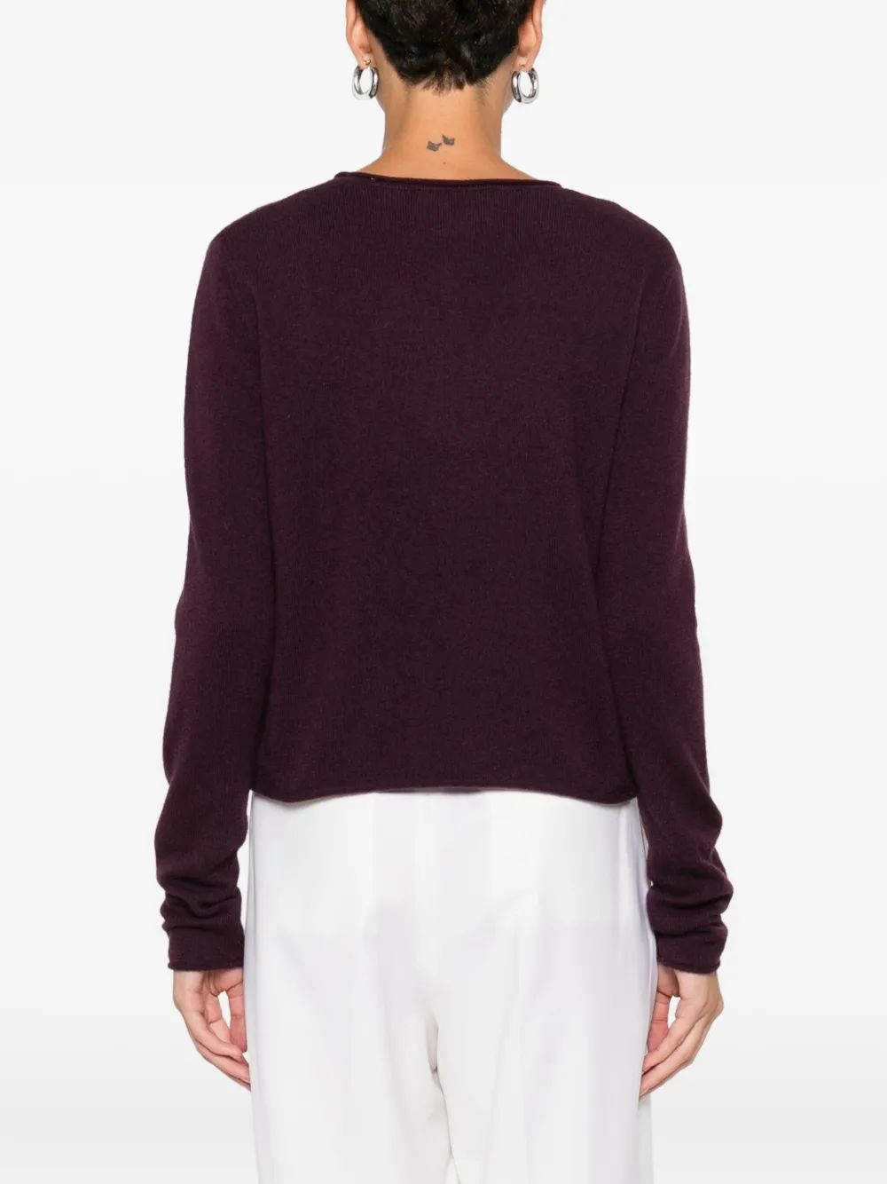 Lisa Yang Long-sleeve Cropped Sweater In Brown