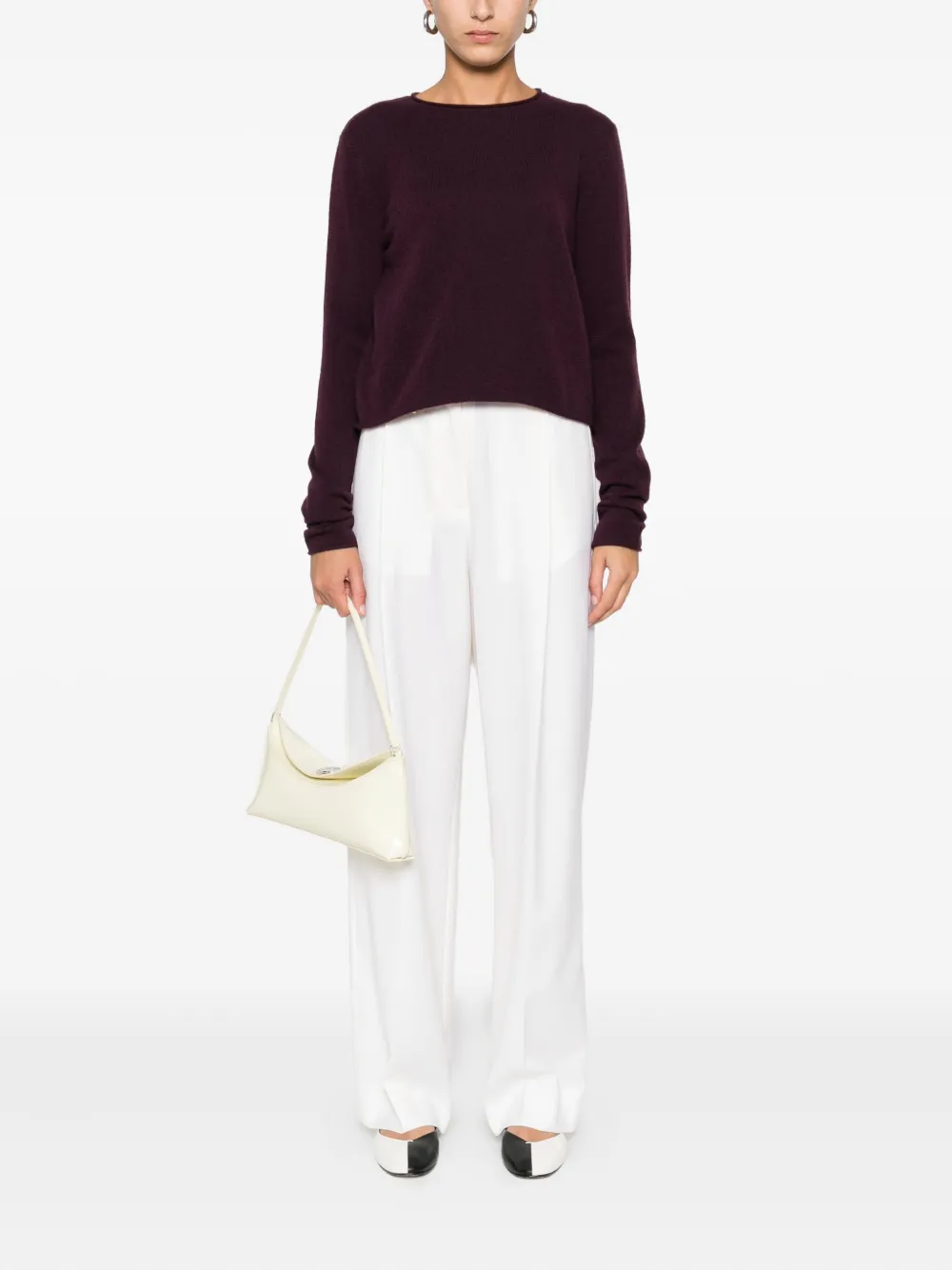 Lisa Yang Long-sleeve Cropped Sweater In Brown