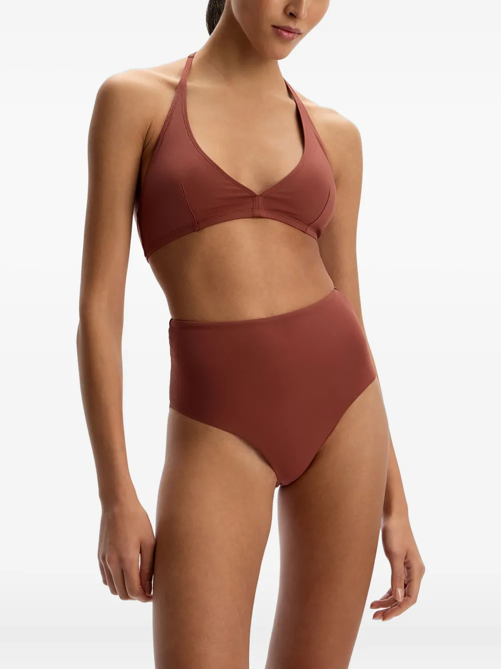 12 Storeez Triangle-cup Bikini Top In Brown
