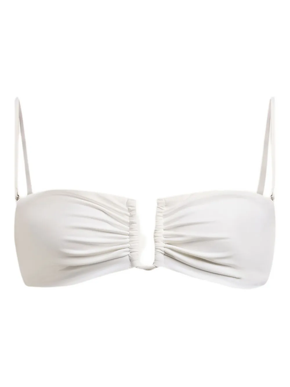 12 STOREEZ gathered V-neck bikini top | White | Image 1