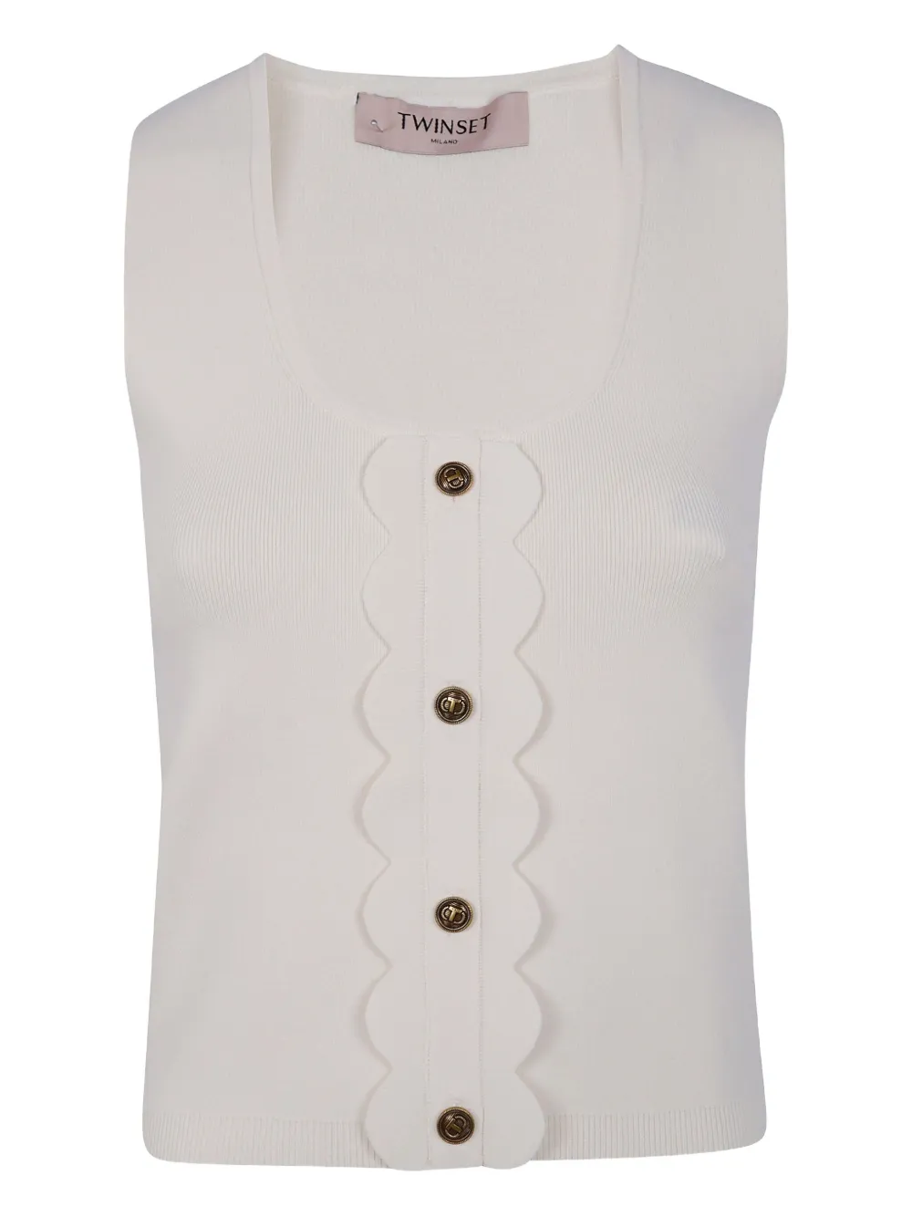 TWINSET scalloped-detail ribbed top | أبيض | Image 1