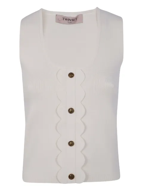 TWINSET scalloped-detail ribbed top