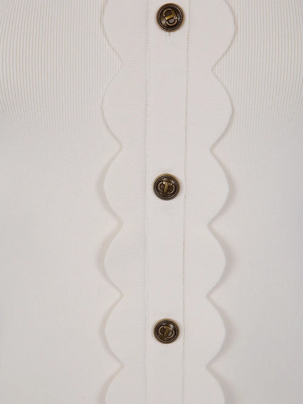 Twinset Scalloped-detail Ribbed Top In White