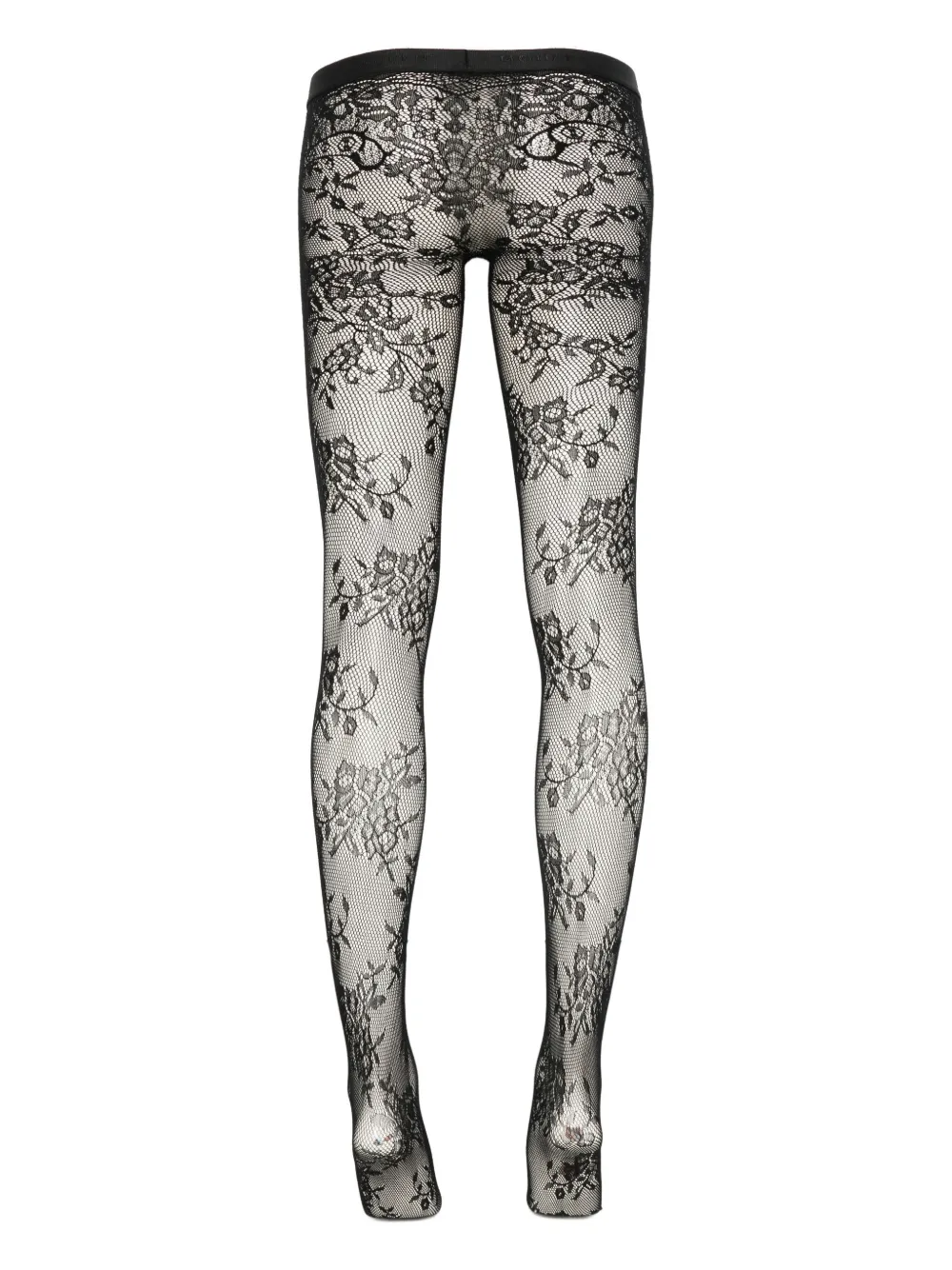 Alexander Mcqueen Floral Lace Tights In Crimson Clothing In Black