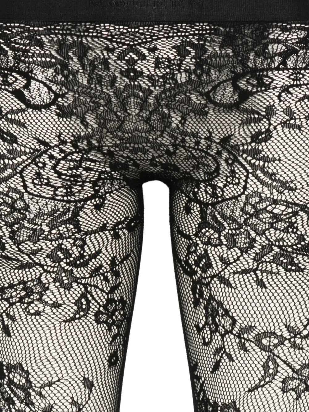 Alexander Mcqueen Floral Lace Tights In Crimson Clothing In Black