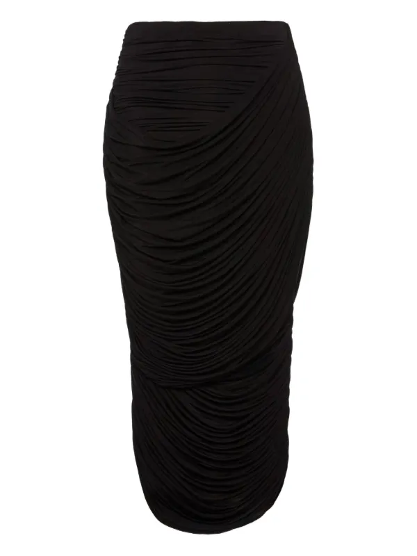 Magda Butrym Ruched Midi Skirt in Black