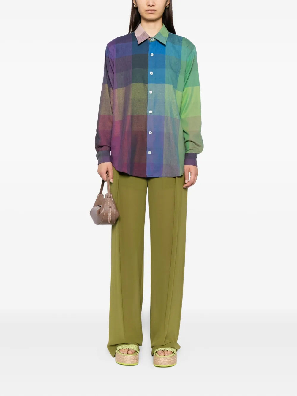 Marrakshi Life Geruit blouse - Groen