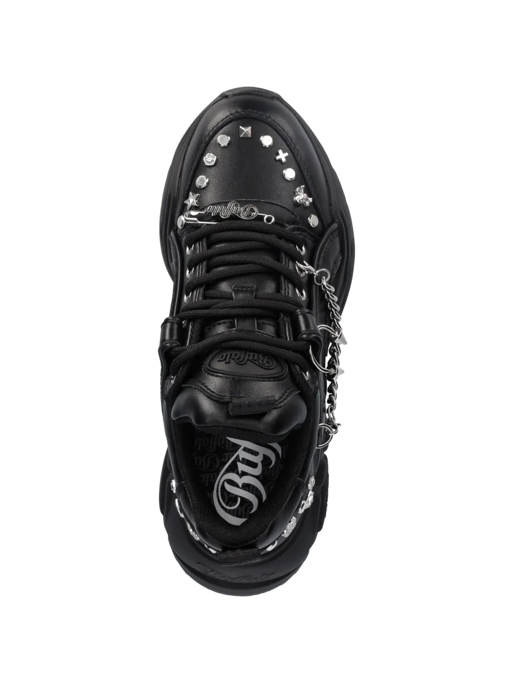 Buffalo Binary Punk sneakers met ketting en studs Zwart