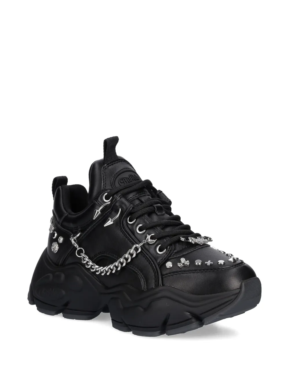 Buffalo Binary Punk sneakers met ketting en studs Zwart