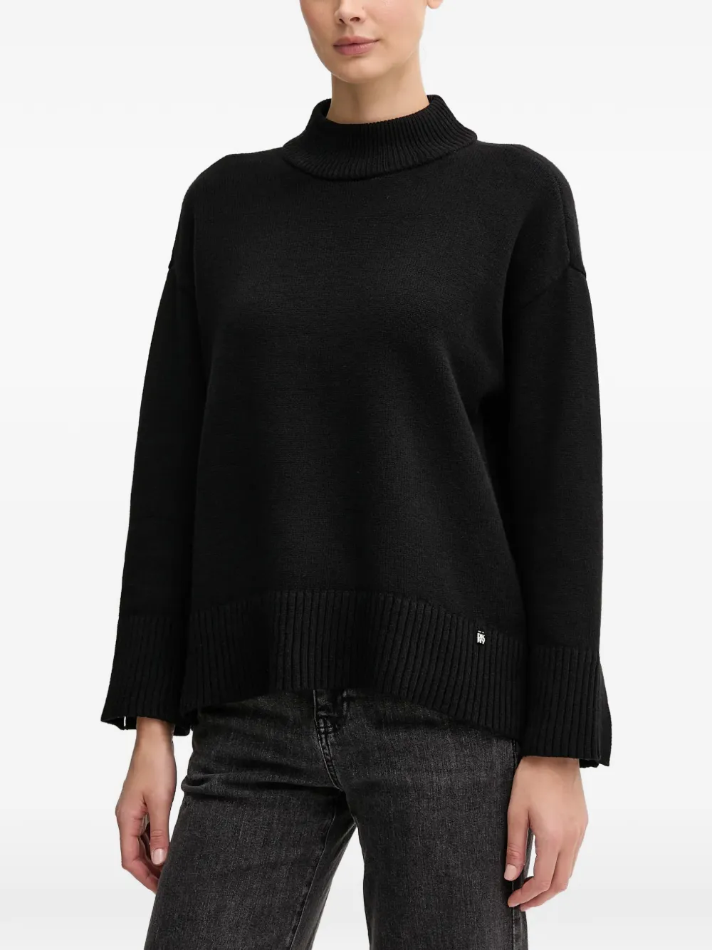DKNY ribbed funnel-neck knitwear - Nero
