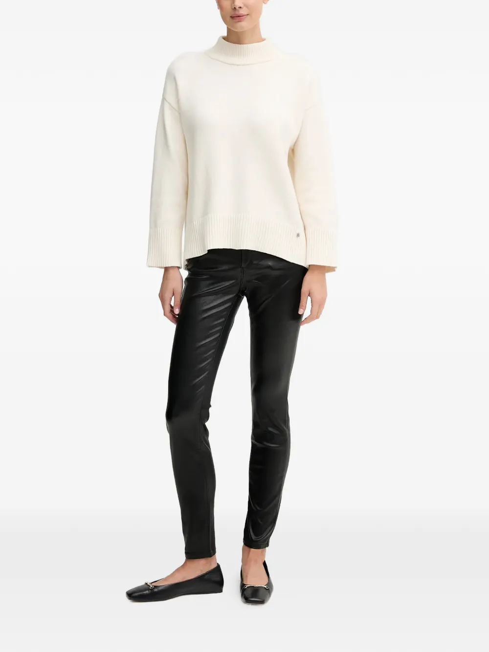 Dkny Ribbed High-neck Sweater In Neutral