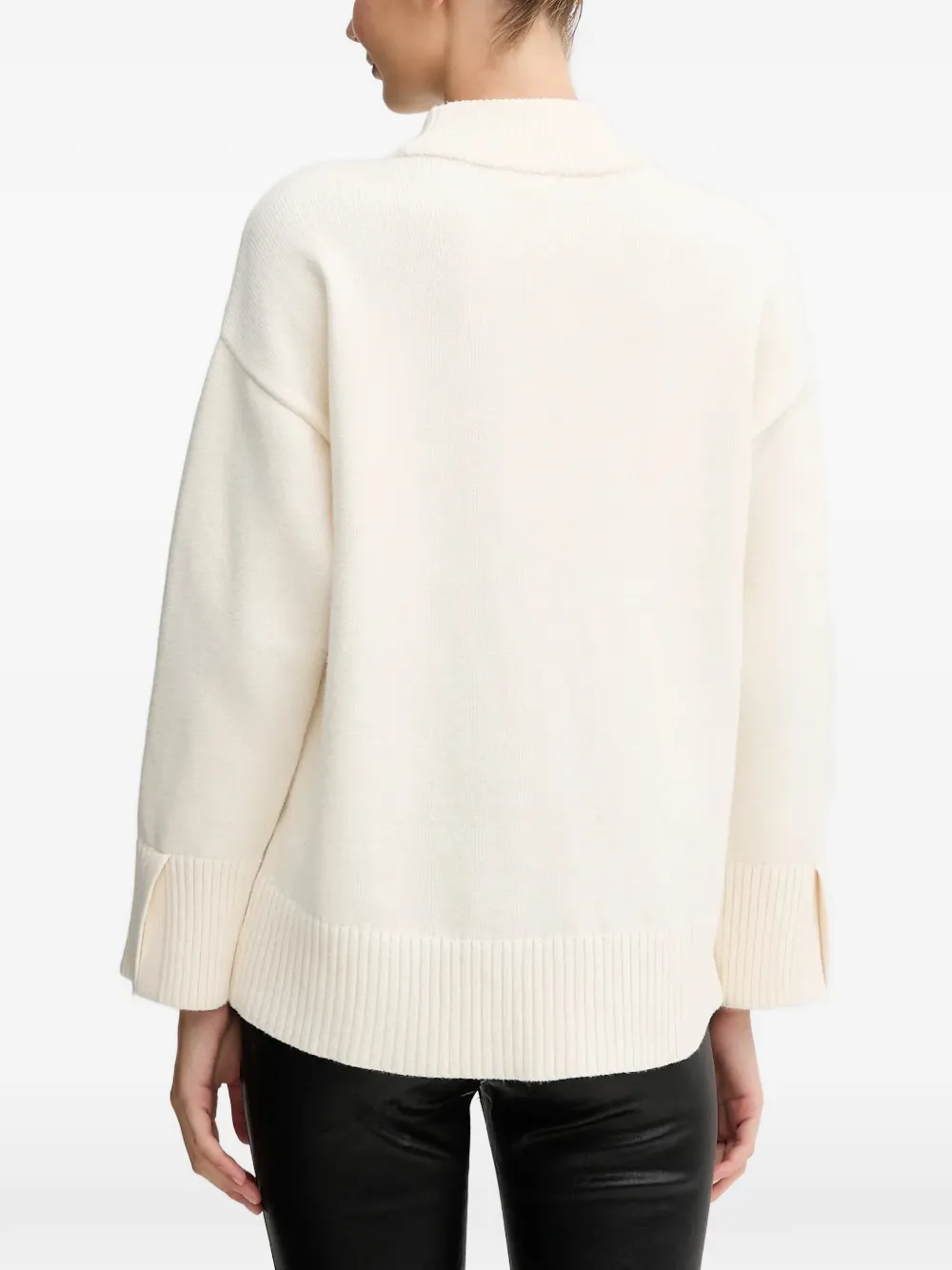 Dkny Ribbed High-neck Sweater In Neutral