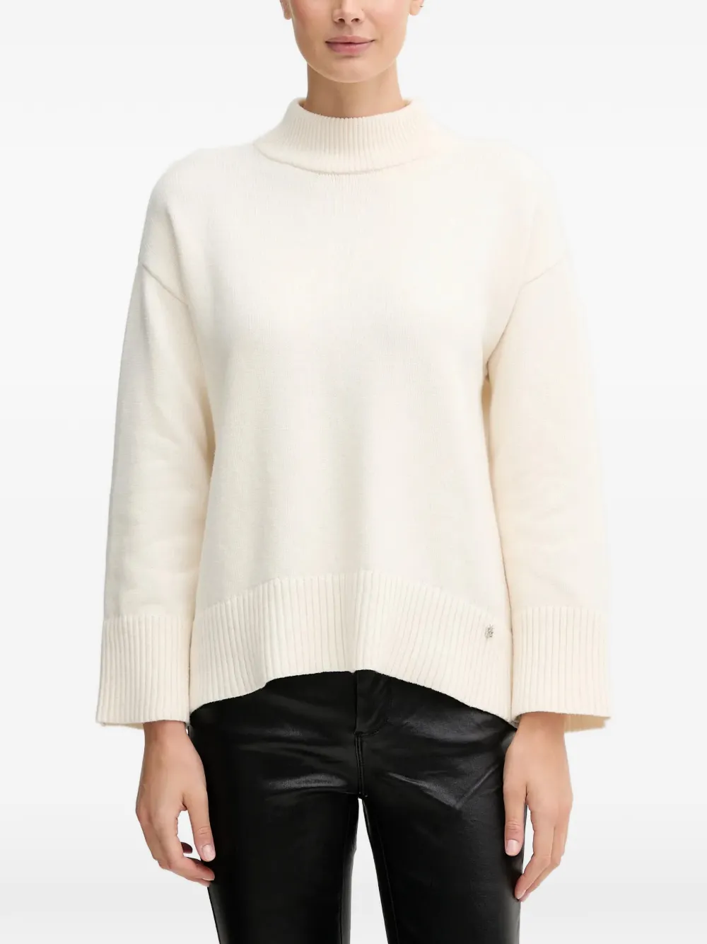 Dkny Ribbed High-neck Sweater In Neutral